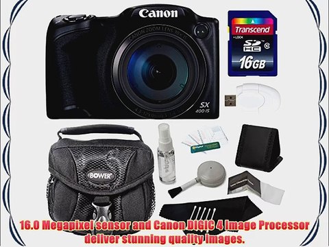 Canon Powershot SX400 IS 16.0 MP Digital Camera with 30x Optical Zoom and 720p HD Video (Black)