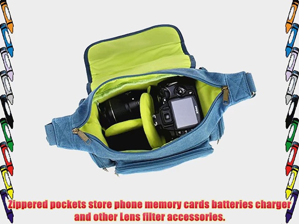 Evecase Medium Classic DSLR Camera Messenger Bag for Canon 60D 70D 6D 7D SL1 T5i T5 T4i T3i