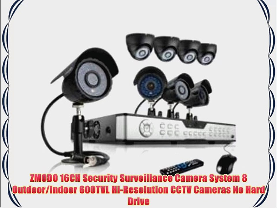 ZMODO 16CH Security Surveillance Camera System 8 Outdoor/Indoor 600TVL Hi-Resolution CCTV Cameras