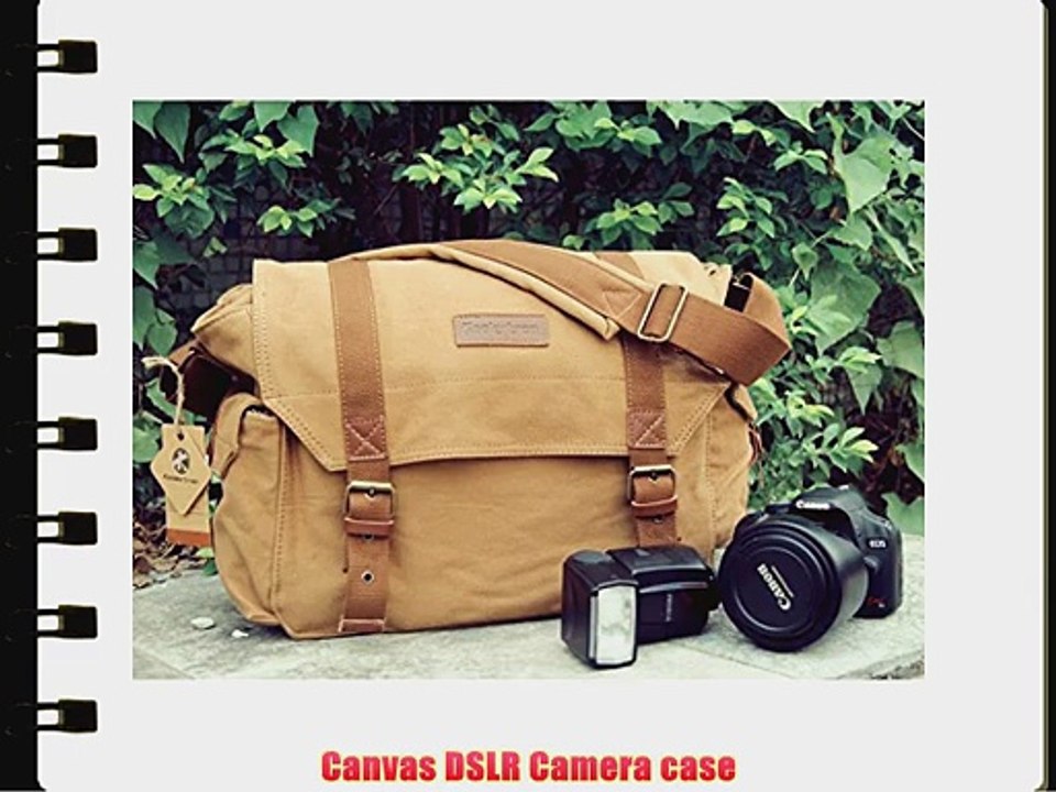 Koolertron Canvas Vintage DSLR SLR Camera Shoulder Case Backpack Rucksack Bag For Sony Canon