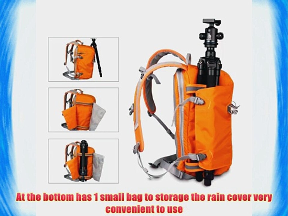 Caden E5 Backpack Bag for DSLR Camera Canon Sony Nikon Orange Waterproof Anti Theft Front Open