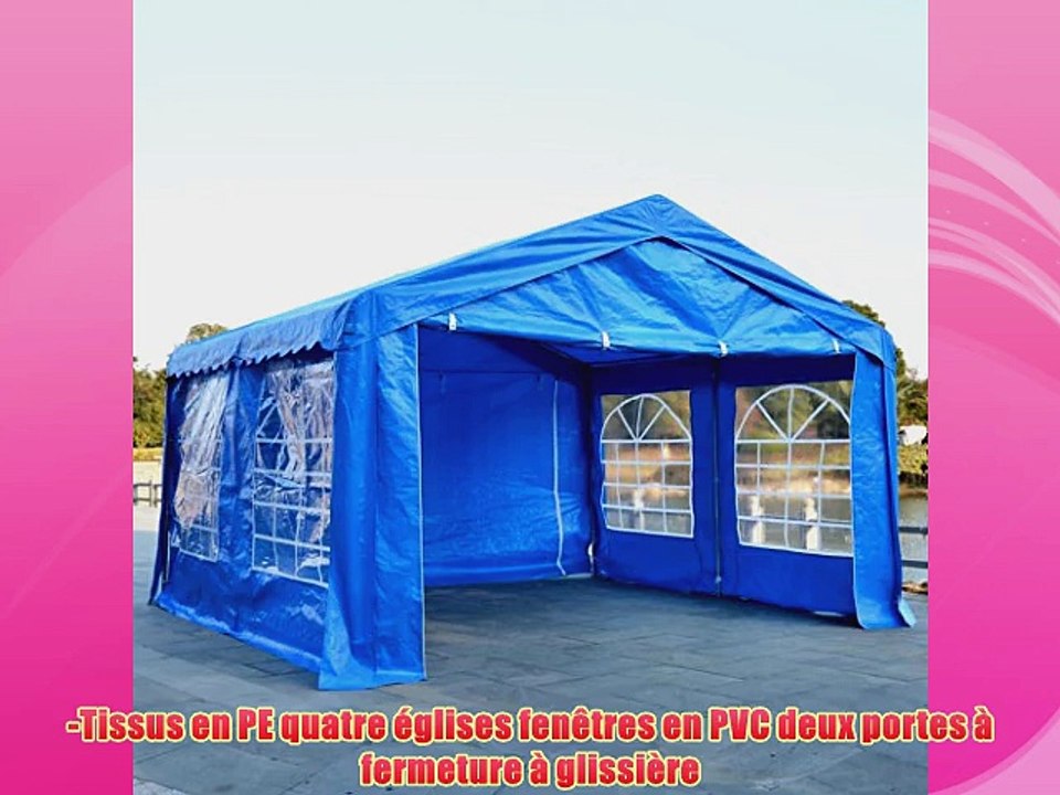 TENTE DE F?TE TUBE EN ACIER GALVANIS? 400x400x280CM MARIAGE TENTE RECEPTION CHAPITEAU BLEU