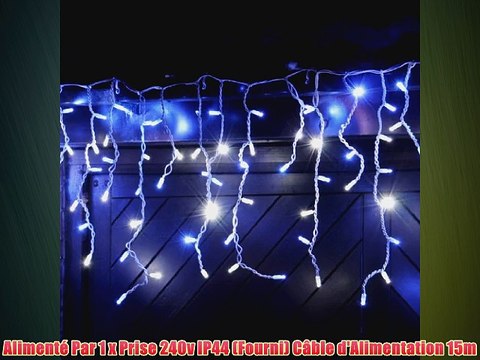 Guirlandes Lumineuses De Stalactites Ext?rieures Raccordables De No?l 500 LED Bleues Et Blanches