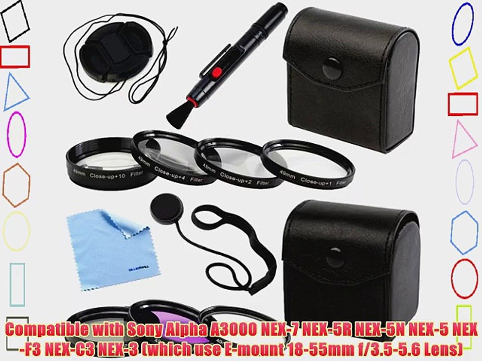 BIRUGEAR 49mm Lens Accessory Kit with 4pc Macro Filter Set with Case   3pc UV Filter Set with