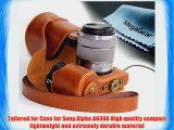MegaGear Ever Ready Protective Leather Camera Case Bag for Sony Alpha A6000 with 16-50mm (Light