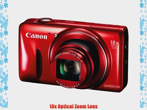Canon PowerShot SX600 HS (Red) 16GB Memory Card Standard Medium Digital Camera Case Accessory