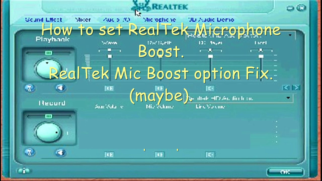 How to set RealTek Microphone Boost