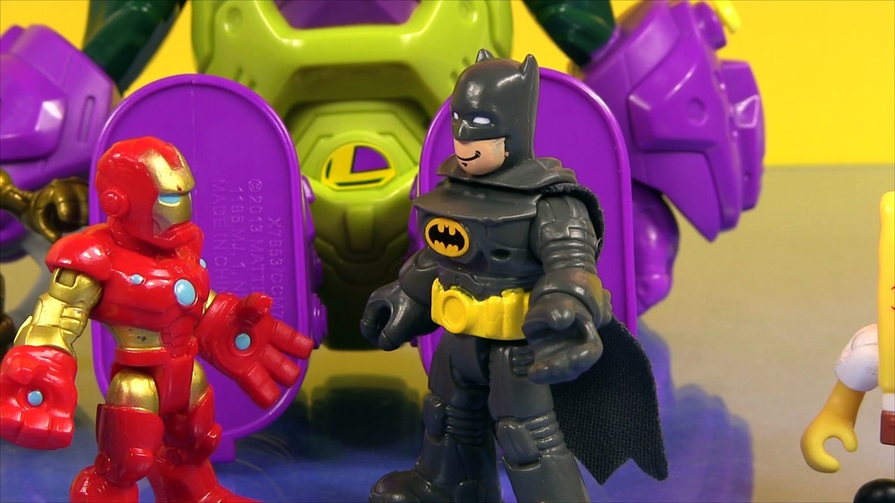 Imaginext "Mechanical Suit Club" with Iron Man, Batman, Spongebob, Cyborg, C-3PO, and Lex Luthor!