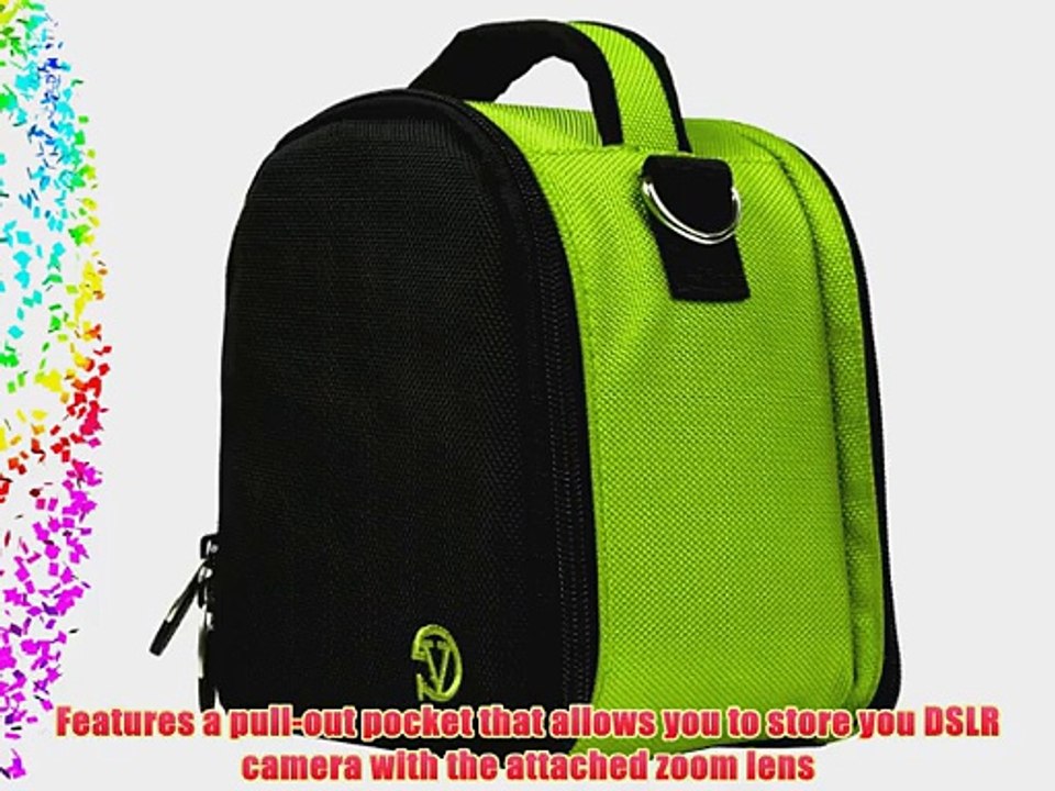 Laurel Compact Edition Lime Green Nylon DSLR Camera Handbag Carrying Case with Removable Shoulder
