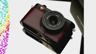 Gariz Genuine Leather XS-CHX1MB Camera Metal Half Case for Leica X1 X2 Brown