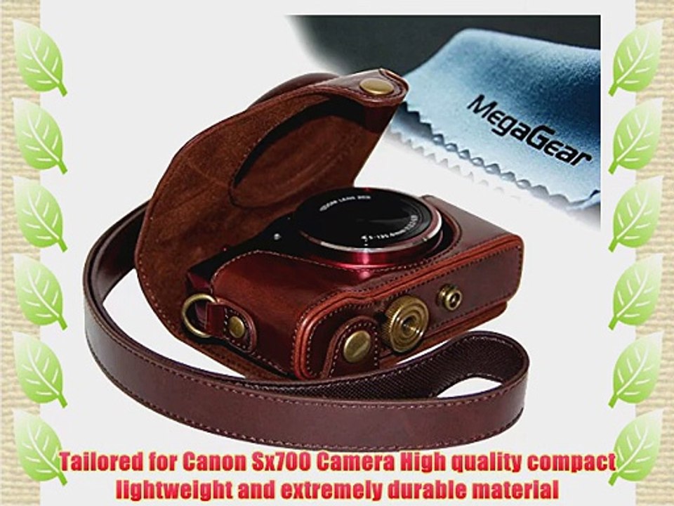 MegaGear Ever Ready Protective Leather Camera Case Bag for Canon Sx700 HS (Dark Brown)