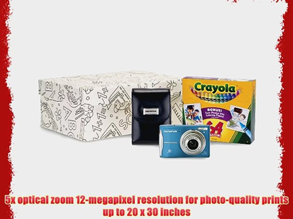 Olympus FE-46 12MP Digital Camera Blue Crayola Kit with 5x Optical Zoom and 2.7 inch LCD and