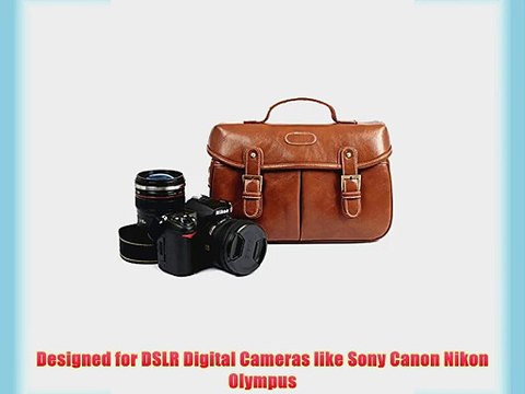 Kattee Vintage PU Leather/ Canvas DSLR Camera Shoulder Bag for Canon Nikon Sony etc (Large