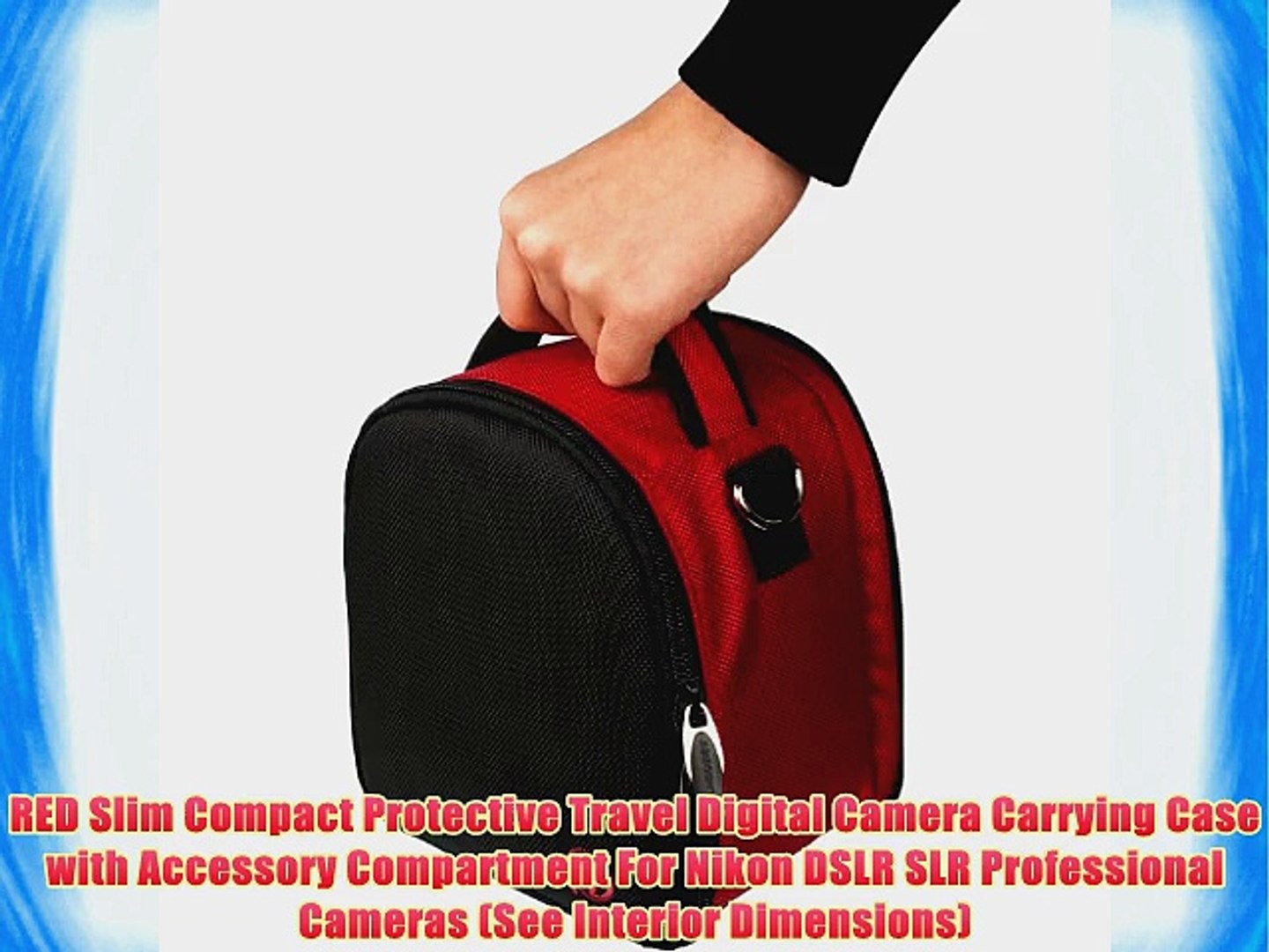 ⁣RED Slim Compact Protective Travel Digital Camera Carrying Case with Accessory Compartment
