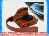 MegaGear Ever Ready Protective Light Brown Leather Camera Case  Bag for Sony DSC-RX100M II