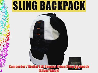 Digital SLR Camera/Camcorder Sling Backpack (Black/Silver) For The Nikon Coolpix P90 P80 P5000