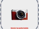 Tan Handmade Genuine Camera Half Leather Case Bag Cover for Nikon 1 J3