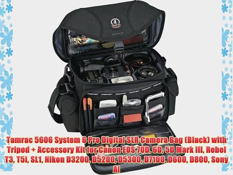 Tamrac 5606 System 6 Pro Digital SLR Camera Bag (Black) with Tripod Accessory Kit for Canon