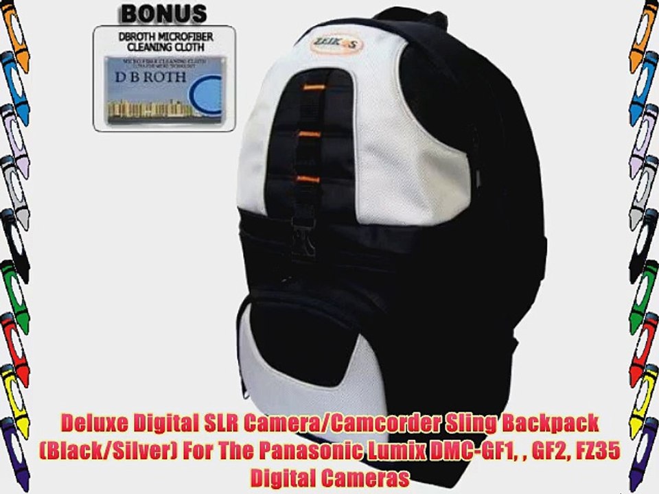 Deluxe Digital SLR Camera/Camcorder Sling Backpack (Black/Silver) For The Panasonic Lumix DMC-GF1