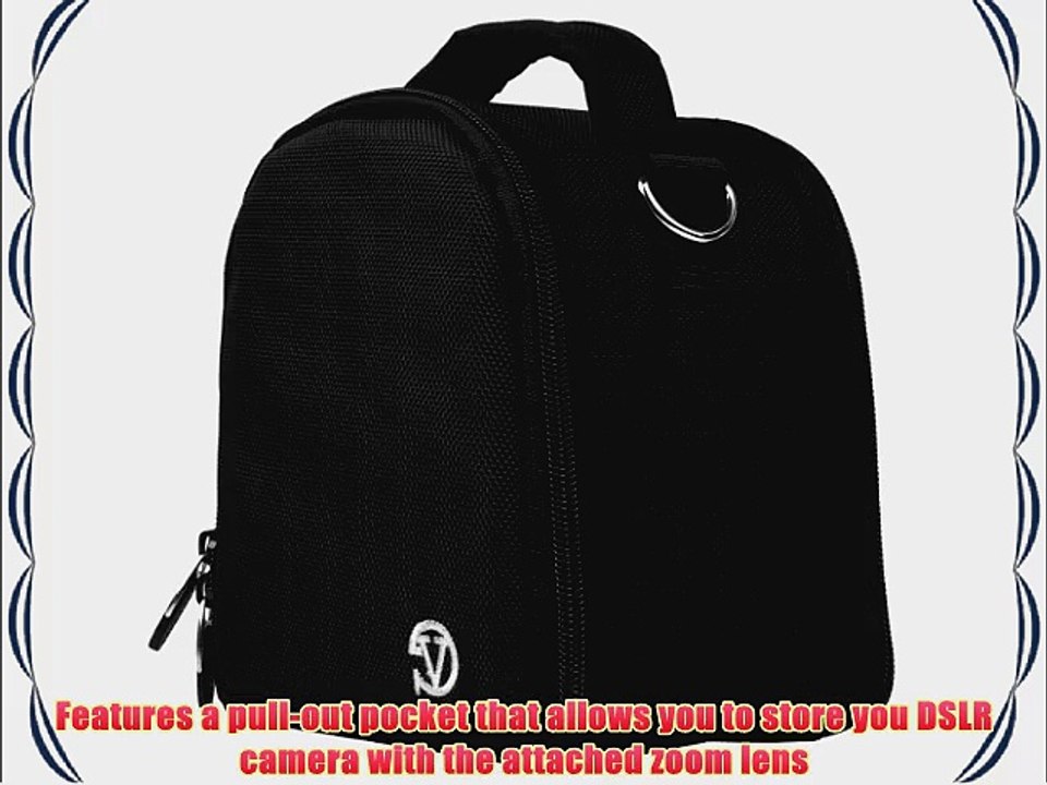 Laurel Compact Edition Black Nylon DSLR Camera Handbag Carrying Case with Removable Shoulder