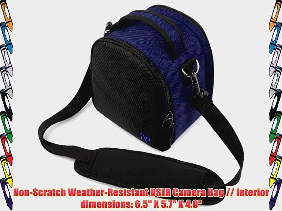 Laurel Compact Edition Navy Blue Nylon DSLR Camera Handbag Carrying Case with Removable Shoulder