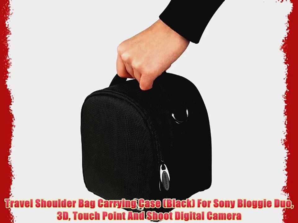 Travel Shoulder Bag Carrying Case (Black) For Sony Bloggie Duo 3D Touch Point And Shoot Digital