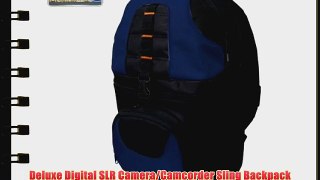Deluxe Digital SLR Camera/Camcorder Sling Backpack (Black/Blue) For The Canon Optura 200MC
