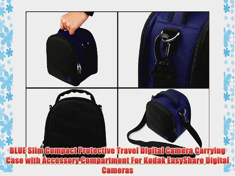 BLUE Slim Compact Protective Travel Digital Camera Carrying Case with Accessory Compartment