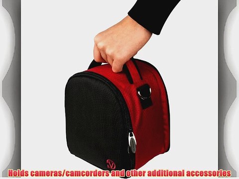 Red Slim Holster Camera Bag Lightweight Protective Carrying Case with Extra Accessory Compartment