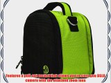 Laurel Compact Edition Lime Green Nylon DSLR Camera Carrying Handbag with Removable Shoulder