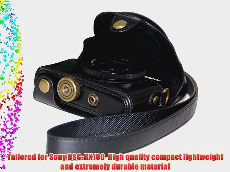 MegaGear Ever Ready Protective Black Leather Camera Case  Bag for Sony DSC-RX100 RX100 (NOT