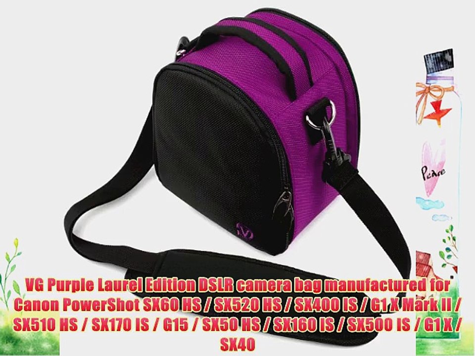 VG Plum Purple Laurel DSLR Camera Carrying Bag with Removable Shoulder Strap for Canon PowerShot