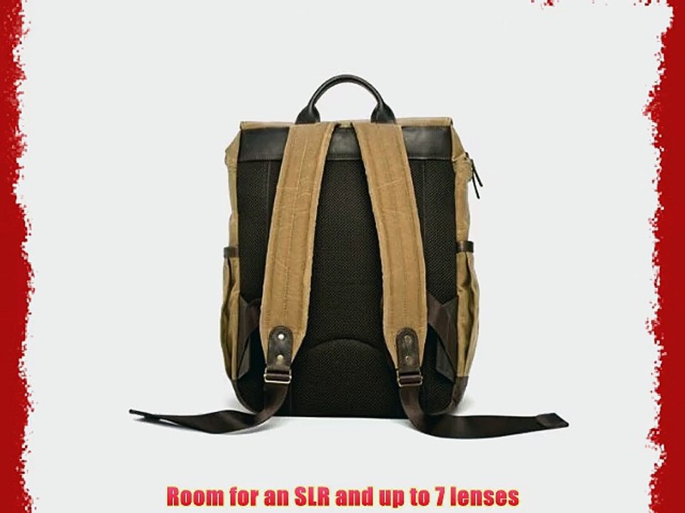 Ona Camps Bay Camera and Laptop Backpack Handcrafted with Waxed Canves and Leather - Field