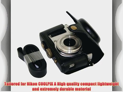 MegaGear Ever Ready Protective Black Leather Camera Case Bag for Nikon COOLPIX A with 28mm