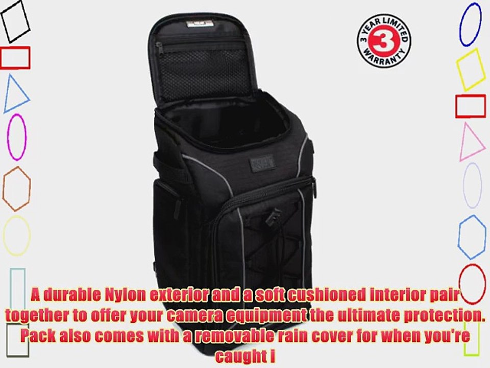 Portable Digital SLR Camera Backpack Sling Bag with Waterproof Rain Cover and Storage for Lenses