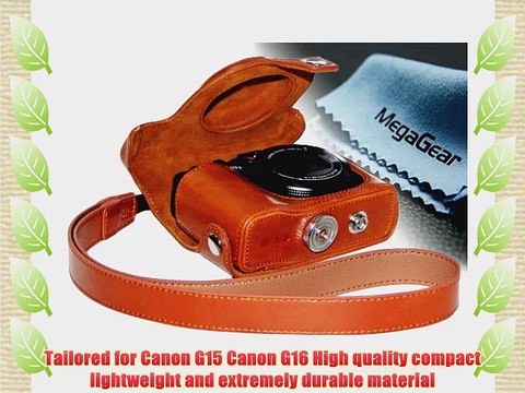 MegaGear Ever Ready Protective Leather Camera Case Bag for Canon PowerShot G15 (Light Brown)