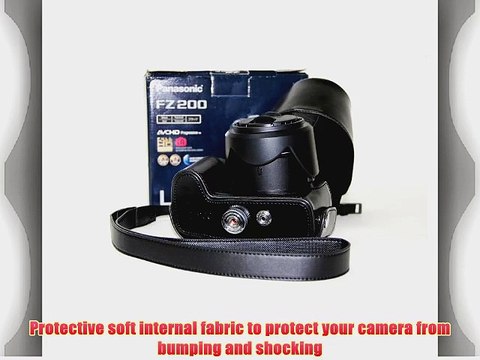 MegaGear Ever Ready Protective Black Leather Camera Case Bag for Panasonic DMC-FZ200