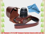 MegaGear Ever Ready Protective Dark Brown Leather Camera Case Bag for Olympus PEN E-P5   17mm