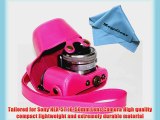 MegaGear Ever Ready Protective Hot Pink Leather Camera Case  Bag for Sony NEX-5T with 16-50mm