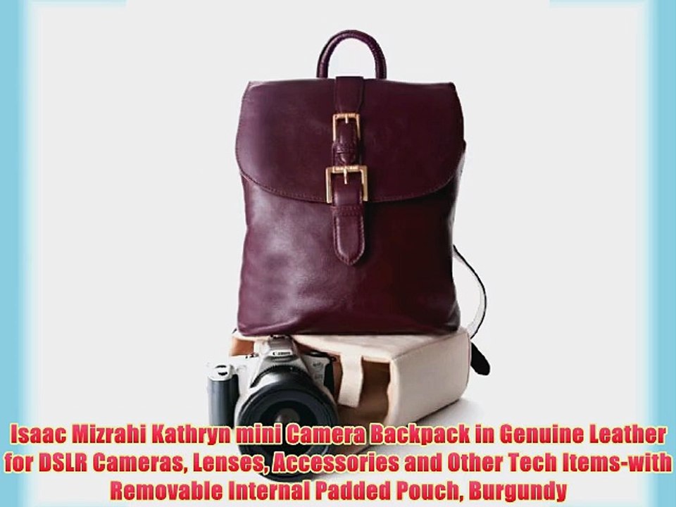 Isaac Mizrahi Kathryn mini Camera Backpack in Genuine Leather for DSLR Cameras Lenses Accessories