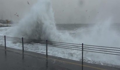 Sahil yolunda lodosun yarattığı hasar ortaya çıktı