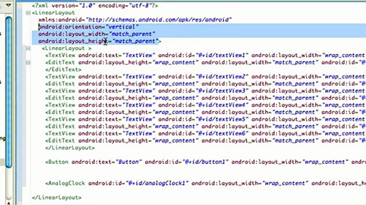 Android Application Development - 35 - XML ScrollView and AnalogClock