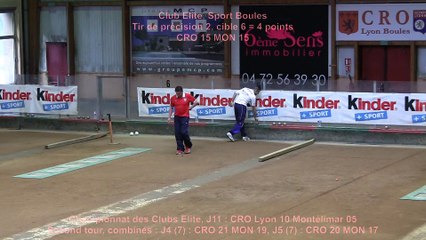 Tir de précision N. Abelfo contre G. Chirat, CRO Lyon contre Montélimar, Sport Boules, J11 Elite, Saison 2014 /2015
