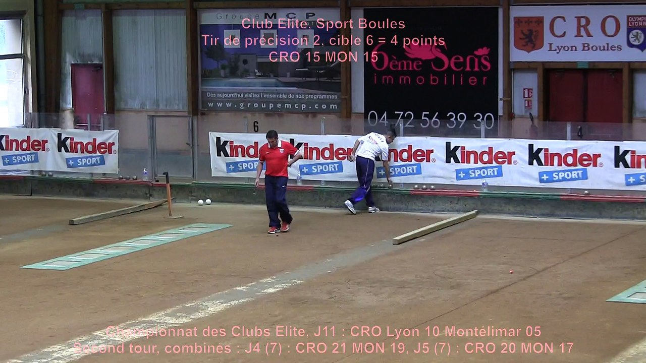 Tir de précision N. Abelfo contre G. Chirat, CRO Lyon contre Montélimar, Sport Boules, J11 Elite, Saison 2014 /2015