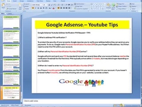 Google Adsense Youtube Personal Identification Number PIN Verification TIPS