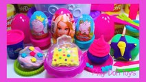 kinder surprise eggs peppa pig lps cake play doh toys frozen barbie egg surprise