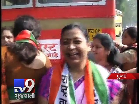 Mumbai: NCP women's wing protests against BEST bus fare hikes at CST bus depot - Tv9 Gujarati