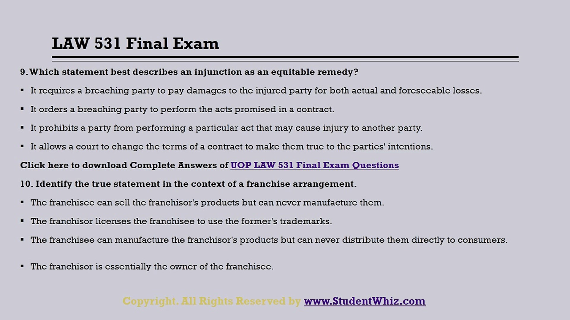 LAW 531 Final Exam Answers - video Dailymotion