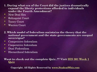 HIS 301 Week 1 Quiz at StudentWhiz 📚