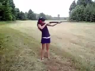 Ha Ha Girl Fall With Gun Shoot(funny video)